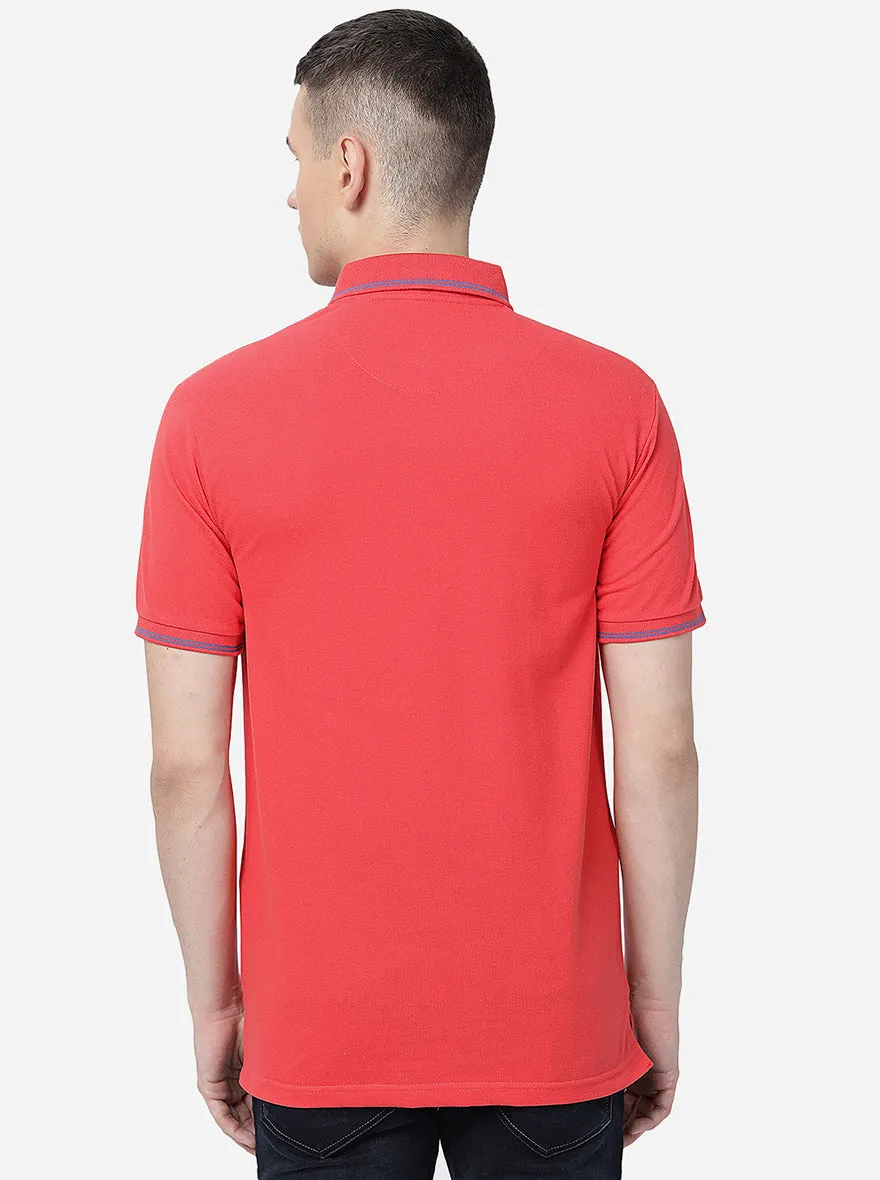 Red Solid Slim Fit Polo T-Shirt | Greenfibre