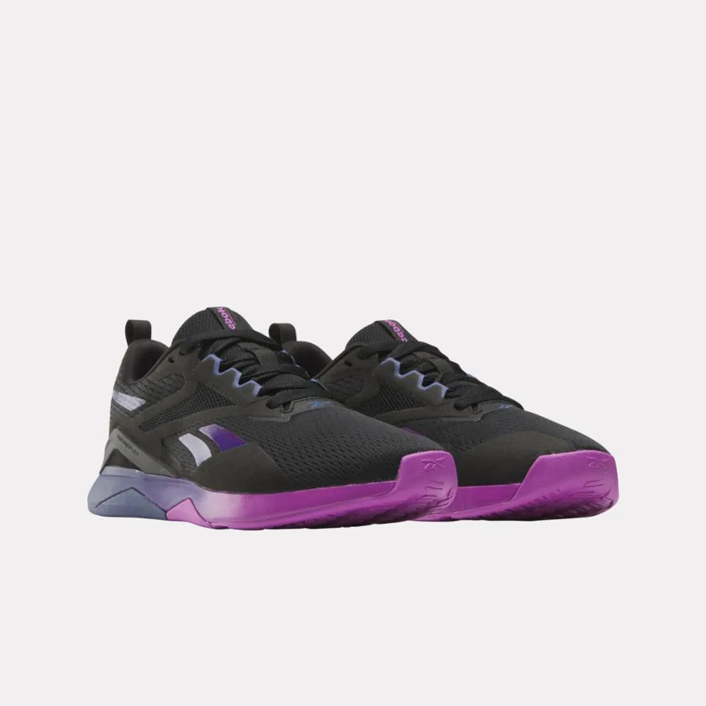 Reebok Footwear Women Nanoflex TR 2.0 Training Shoes BLACK/PURPLE RAVE/TWILIGHT PUR