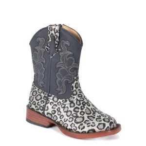 ROPER LITTLE KIDS GLITTER WILD CAT - SILVER GLITTER LEOPARD / BLACK