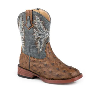 Roper Toddler's Henry Boot - Brown Ostrich/Blue