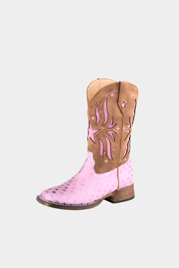 Roper's Girl's Starlet Glitter Western Boots in Pink