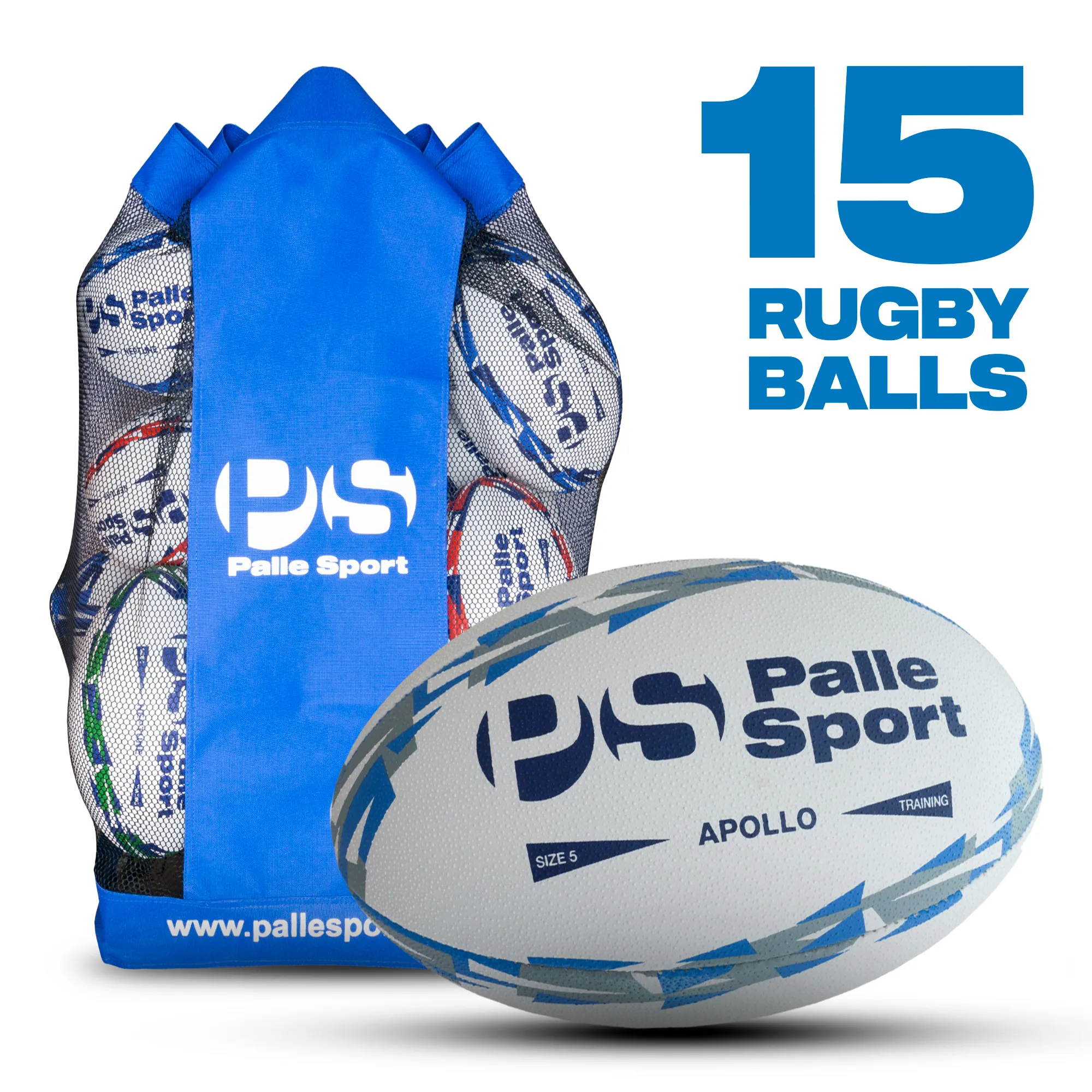 Rugby - Apollo Training Ball - 15-Ball Bundle - Size 5 Only