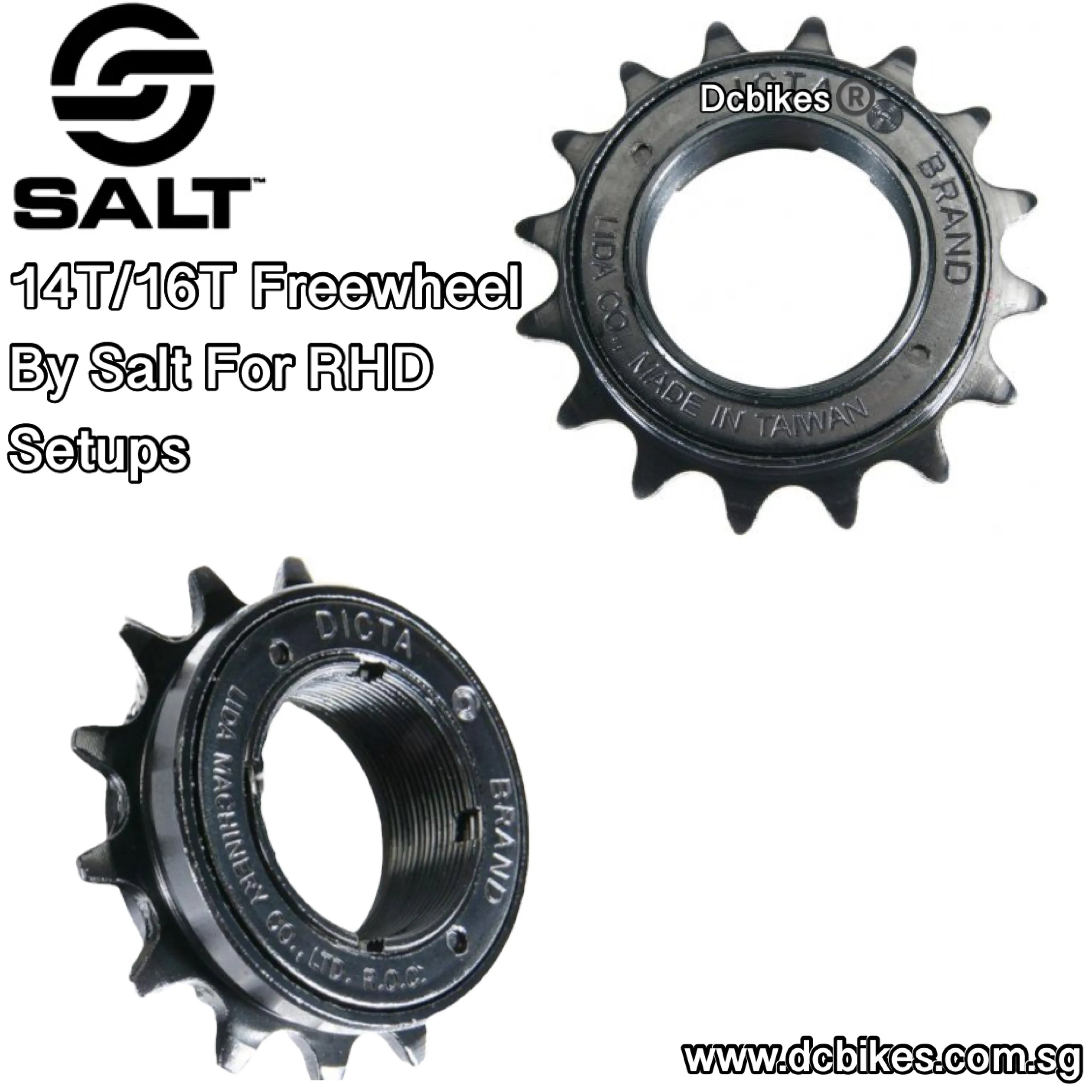 Salt Black Freewheel Threaded Sprocket Cog - 14T / 16T - Right Hand Drive