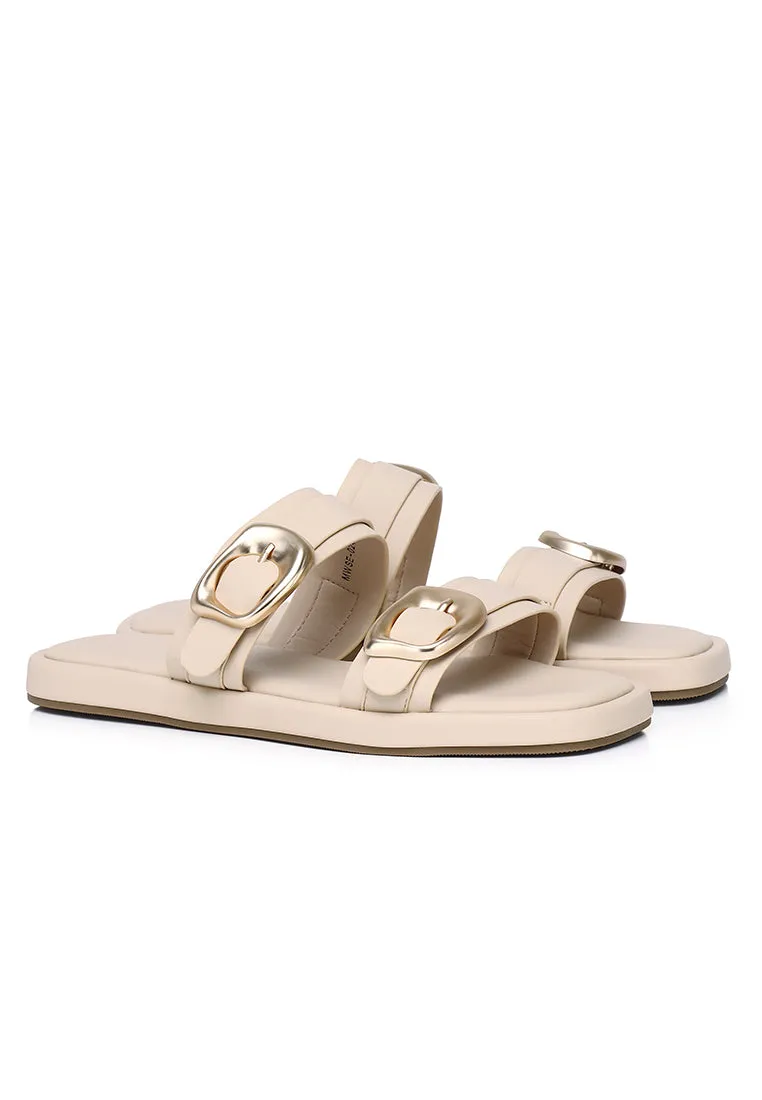 Samyan Buckled Strap Sandals (Beige)