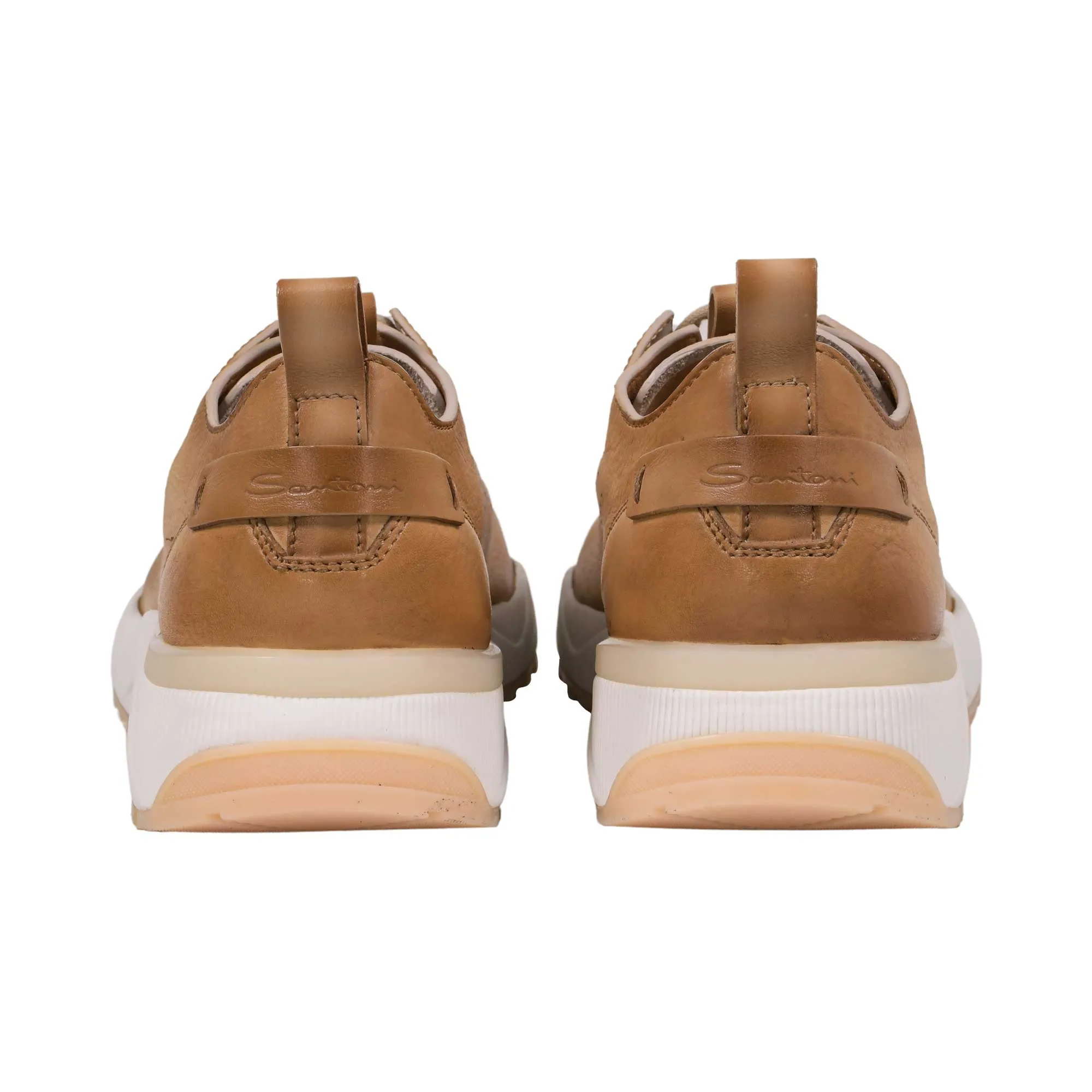 Santoni Men's Leather Beige Sneaker