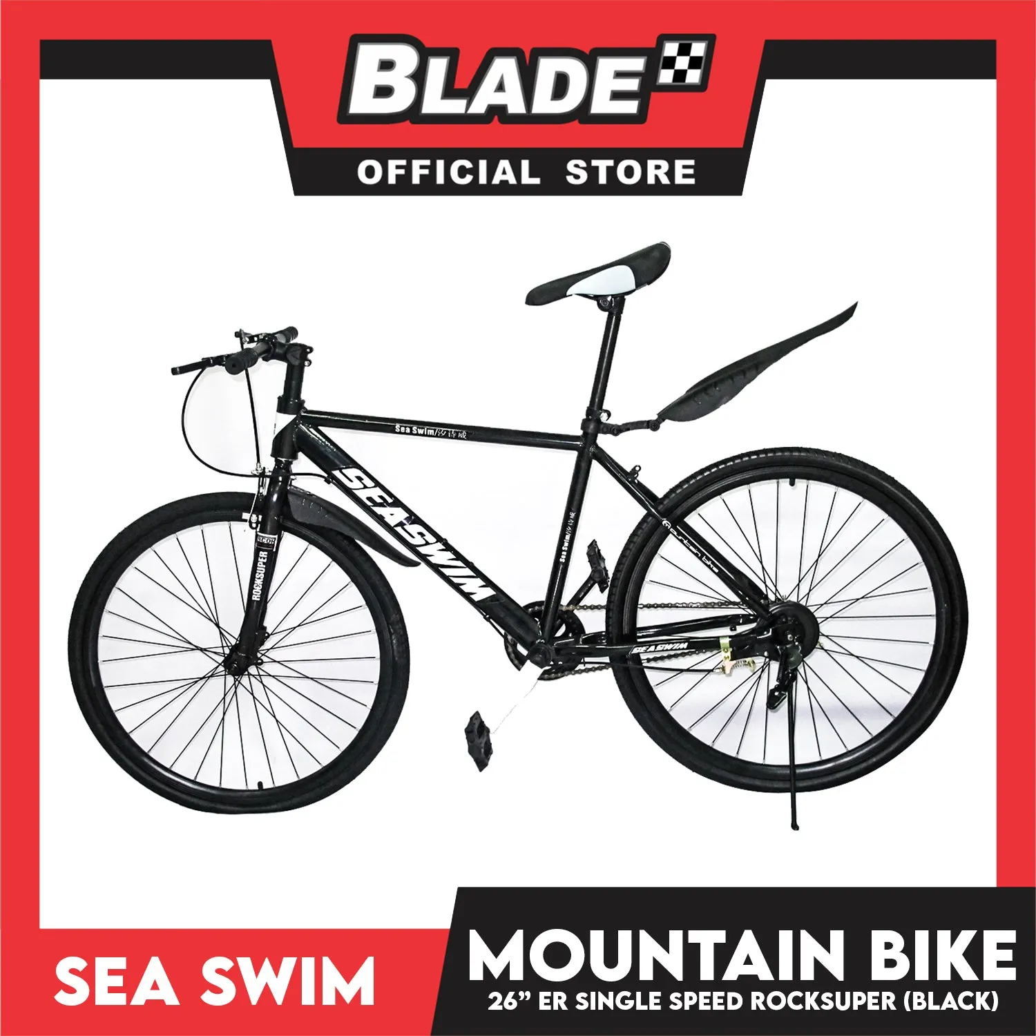 Sea Swim Mountain Bike Rocksuper 26ER Single Speed (Black)- Mountain Bike, Road Bike, Cycling for Daily Use Exercise