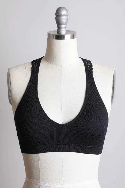 Seamless Cute and Comfy Racerback Bralette-Black
