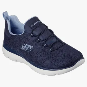 Skechers Womens Summits Lace Up Sneaker Navy Blue