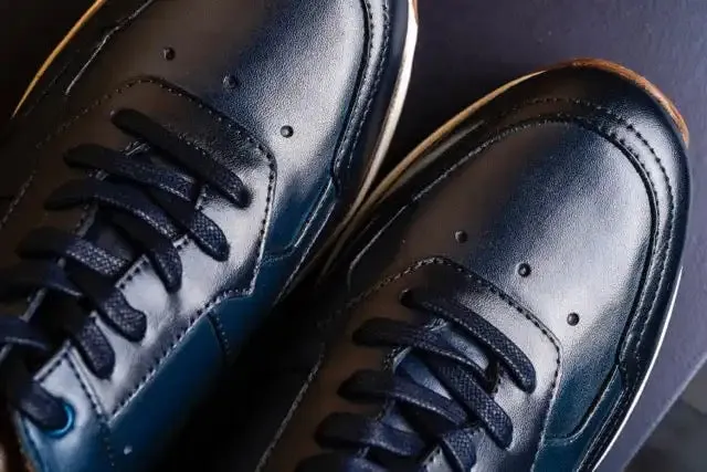 Sloane Mens Max Leather Trainers Navy