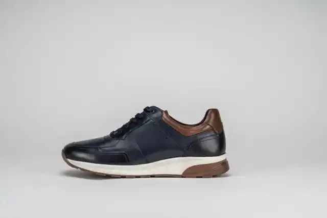Sloane Mens Max Leather Trainers Navy
