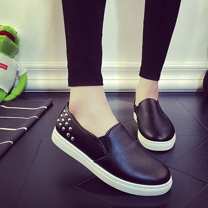 Spring Autumn Women Leather shoes For Woman Black Loafers snakeskin shoes slip on Loafer Casual Shoes