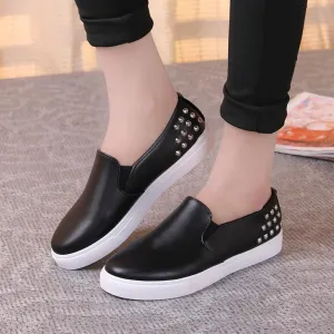 Spring Autumn Women Leather shoes For Woman Black Loafers snakeskin shoes slip on Loafer Casual Shoes