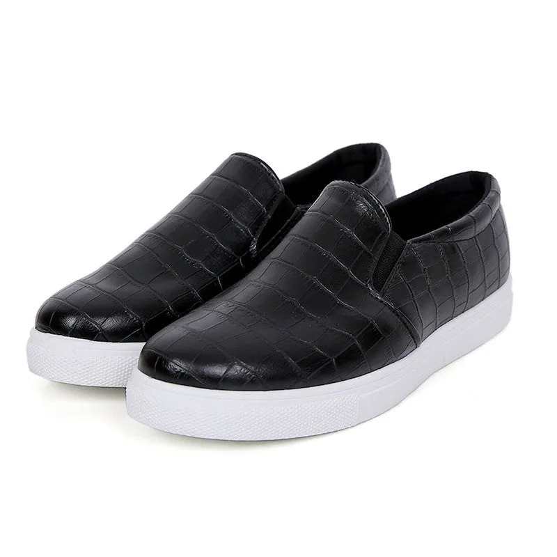 Spring Autumn Women Leather shoes For Woman Black Loafers snakeskin shoes slip on Loafer Casual Shoes