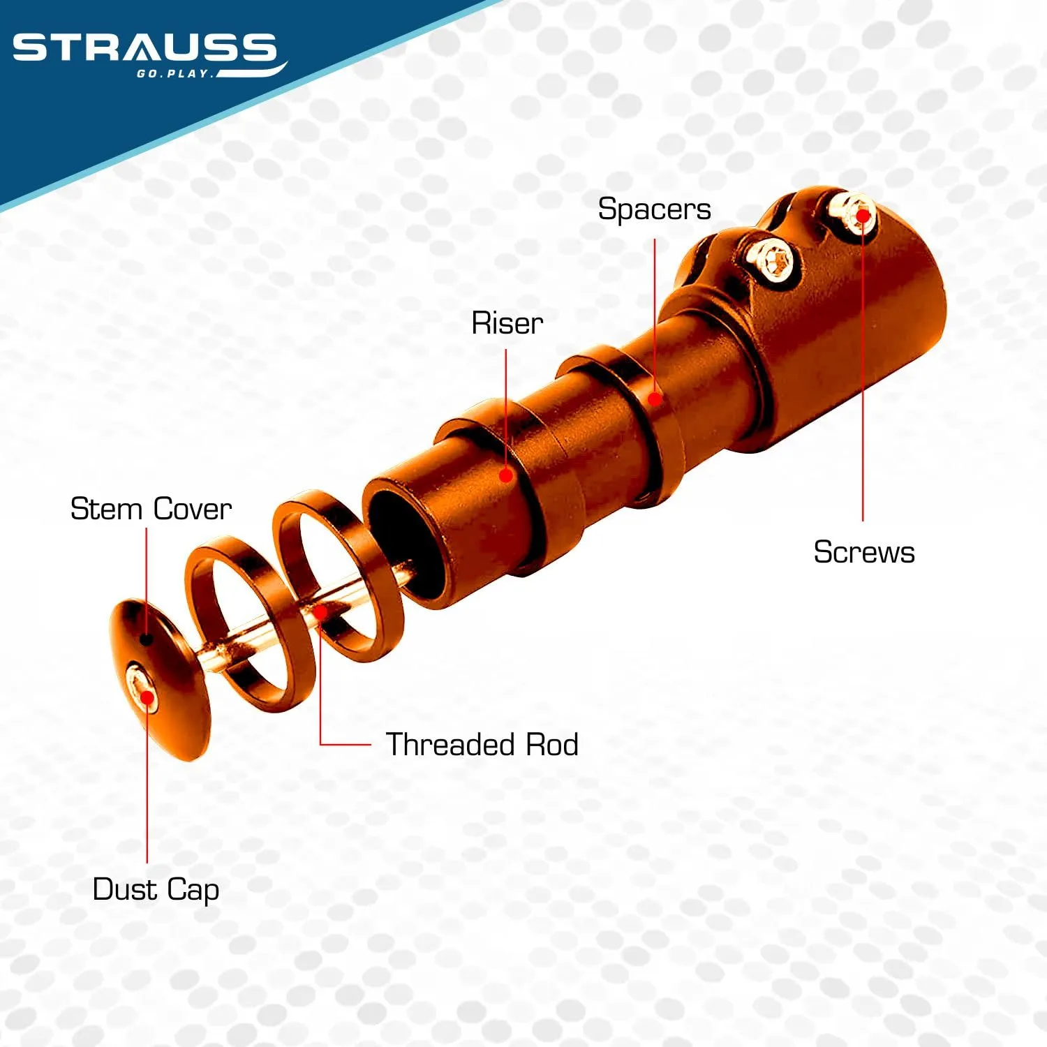 STRAUSS Cycle Handlebar: Adjustable Cycle Stem Riser Adapter | Enhanced Control | Orange