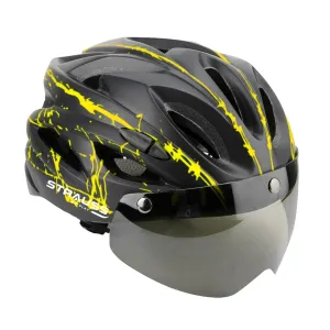 Strauss Cycling Helmet: Lightweight with Magnetic Goggles | Adjustable Strap | Green/Black