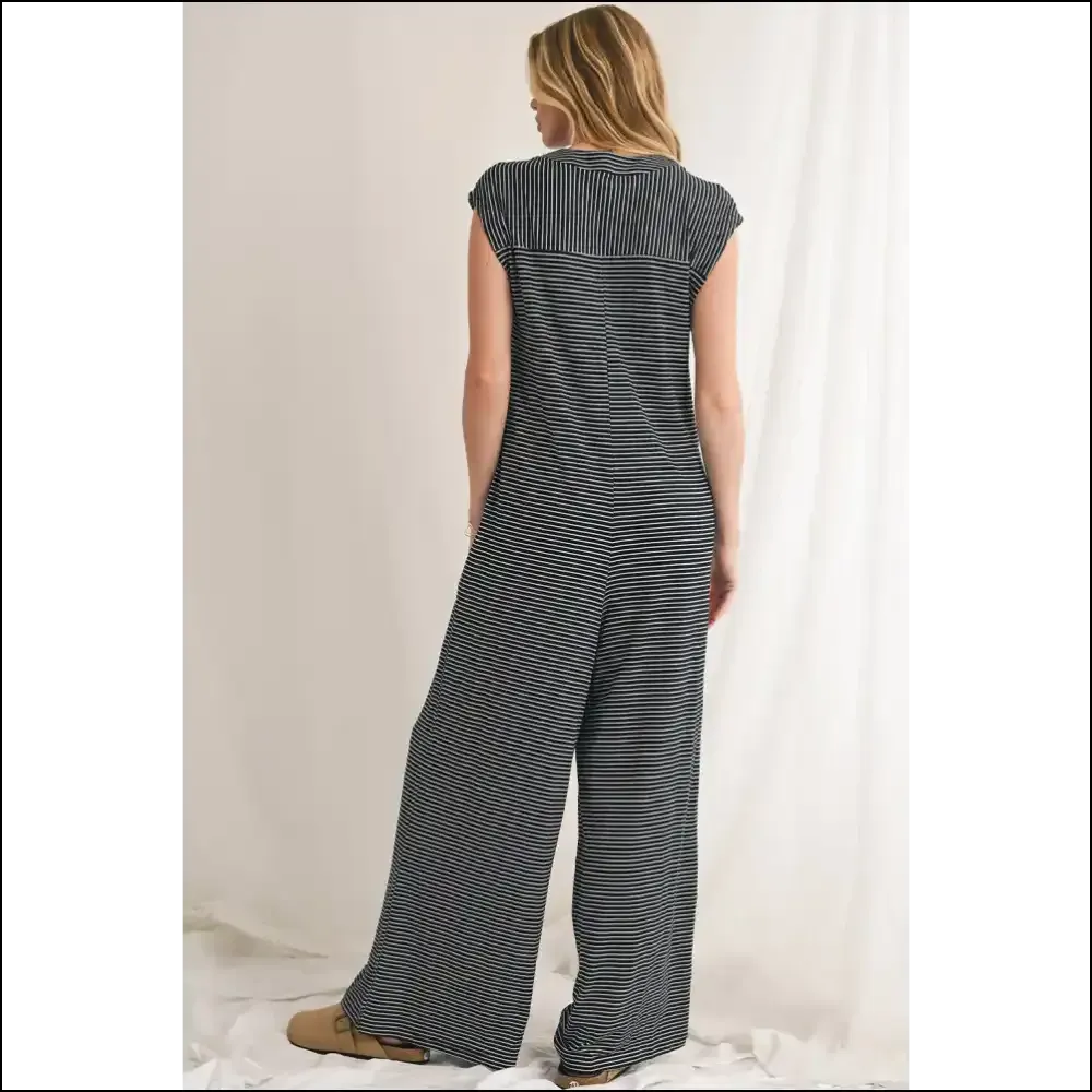 Striped Button Sleeveless Jumpsuit: from Zero to  Hero
