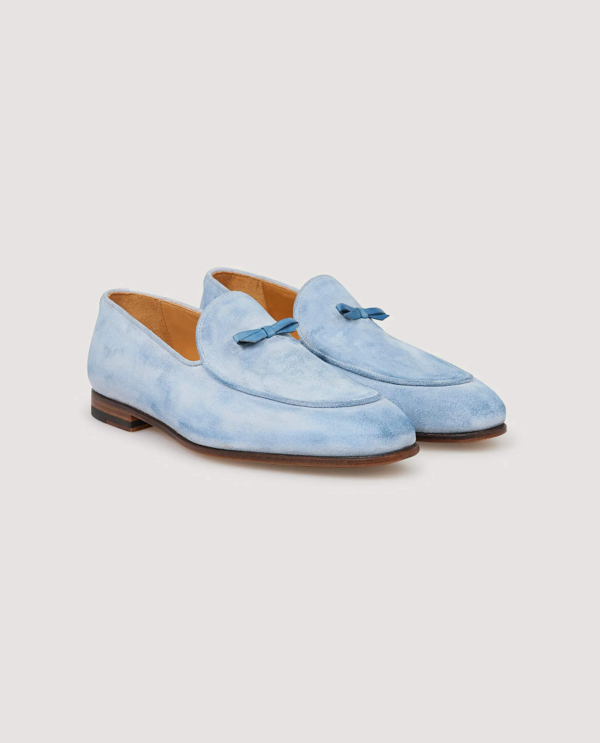 Suede Belgian Loafers - Lichtblauw