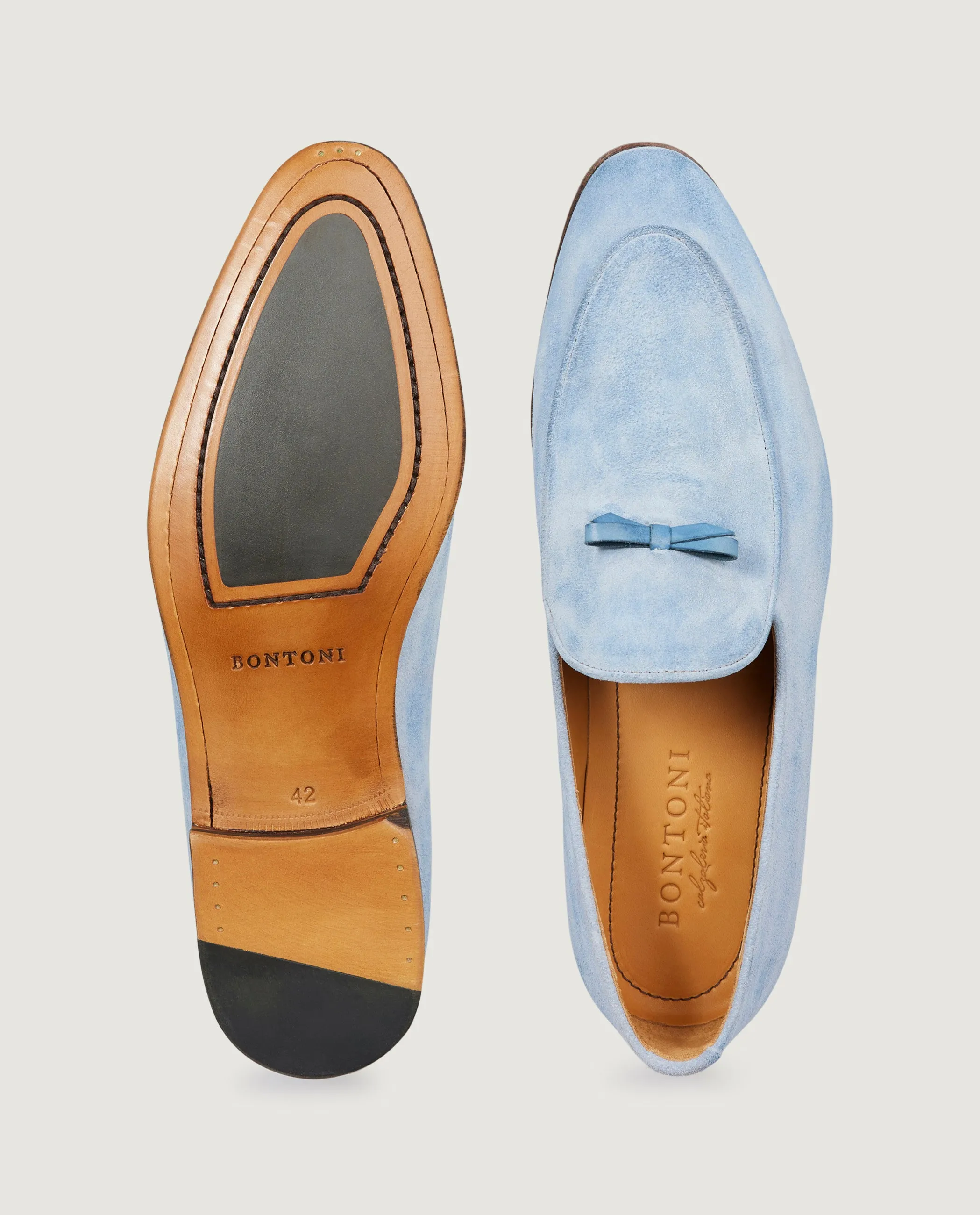 Suede Belgian Loafers - Lichtblauw