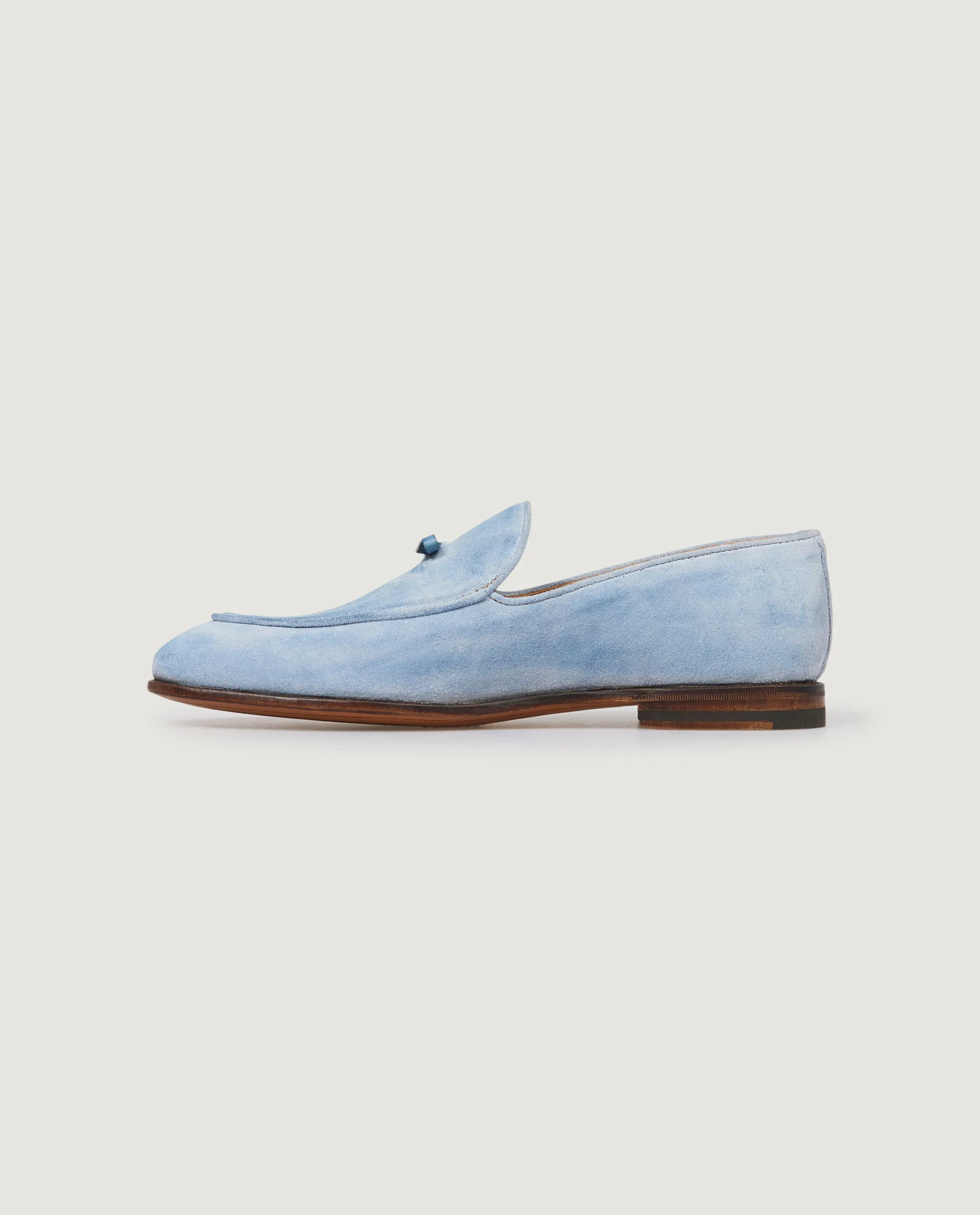 Suede Belgian Loafers - Lichtblauw