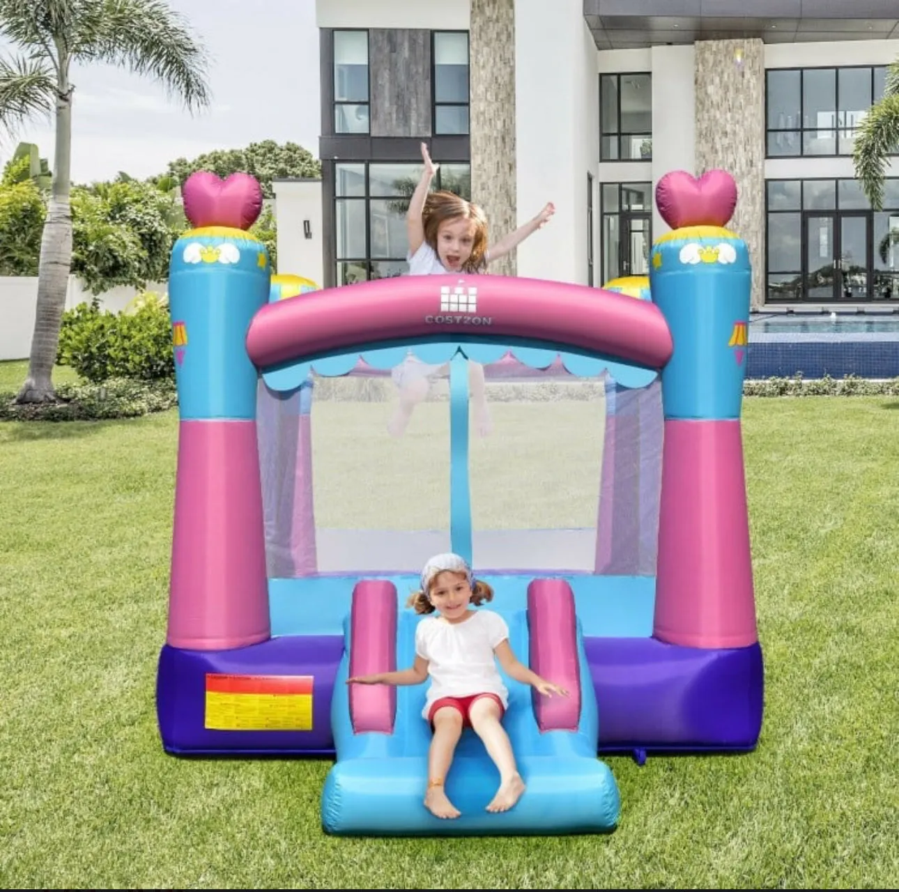 Super Cute & Adorable Princess Theme 3-in-1 Inflatable Bouncy House With 480W Blower
