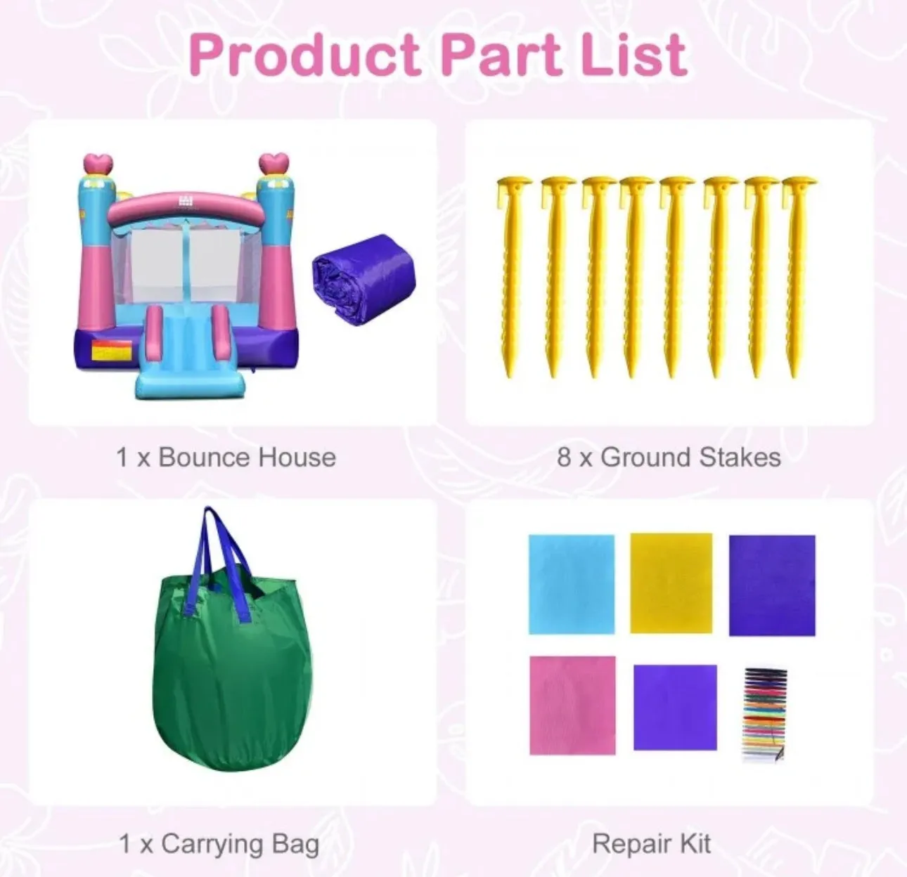 Super Cute & Adorable Princess Theme 3-in-1 Inflatable Bouncy House With 480W Blower