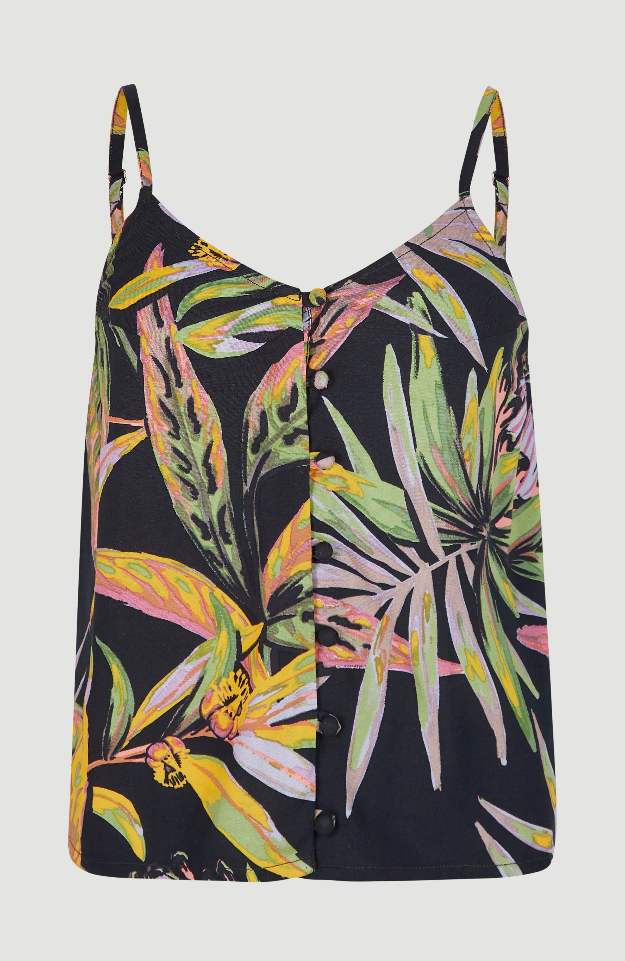 Tiare Woven Tanktop | Black Tropical Flower