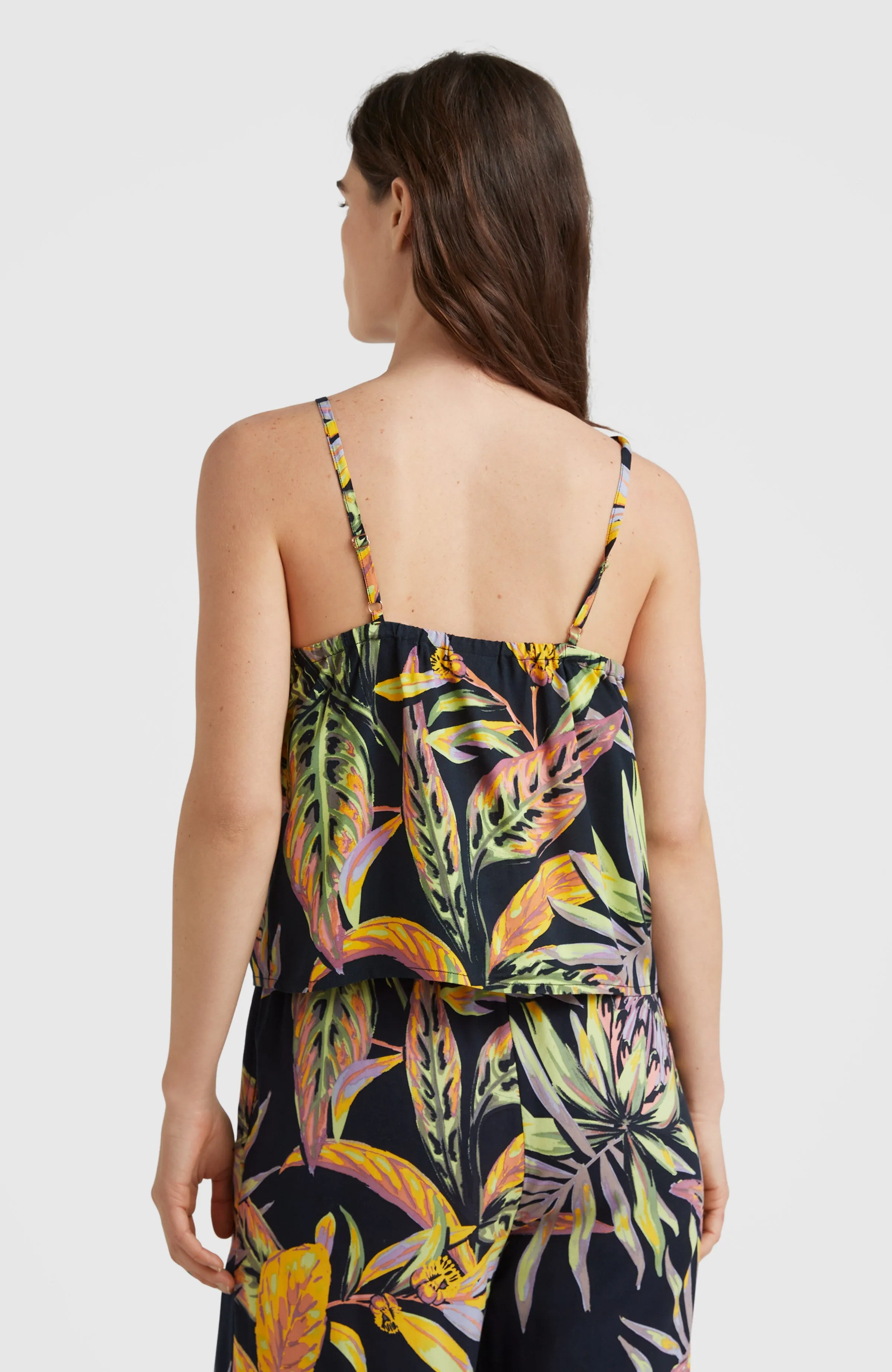 Tiare Woven Tanktop | Black Tropical Flower