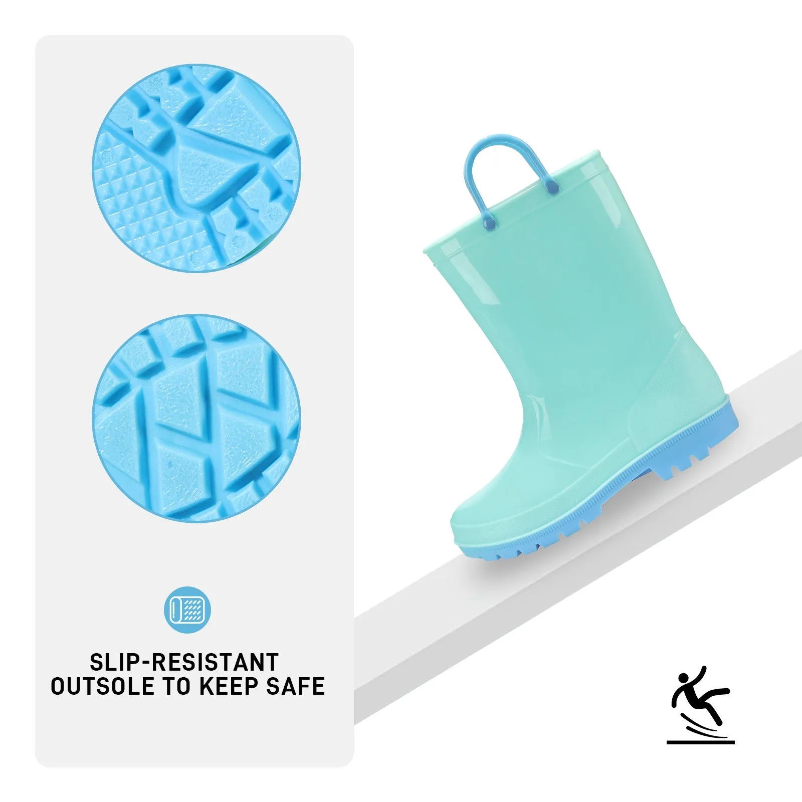 Toddler Kids Contrast Light blue Rain Boots