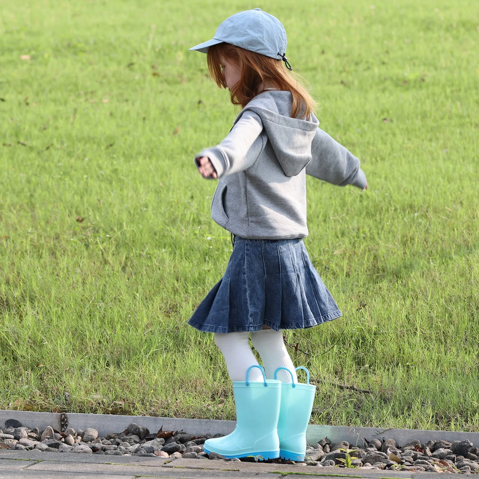 Toddler Kids Contrast Light blue Rain Boots