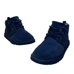 UGG Womens Navy Suede Grey Sheepskin Lined Lace-Up Neumel Chukka Boots Size 9