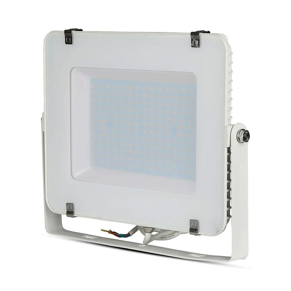 V-TAC 150W Waterproof Outdoor Security LED Floodlight with Samsung LED 1-metre wire White Body White Glass IP65 4000K Day Warm White 12000 lumens [Energy Class A ]