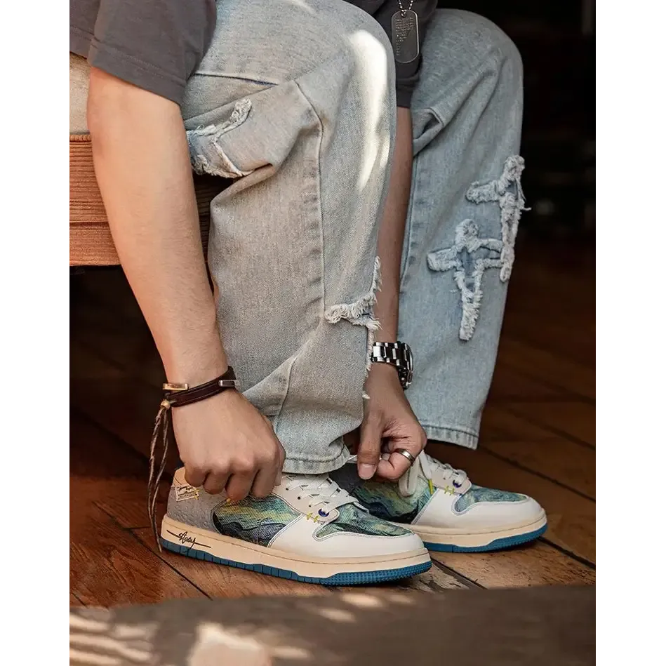 Van Gogh Starry Night Y2K Sneakers for Avant-Garde Fashion