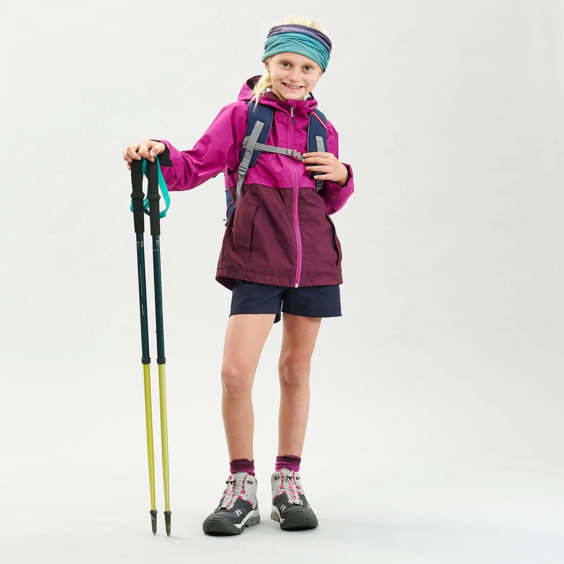 Veste imperméable de randonnée - MH500 violette - enfant 7-15 ans