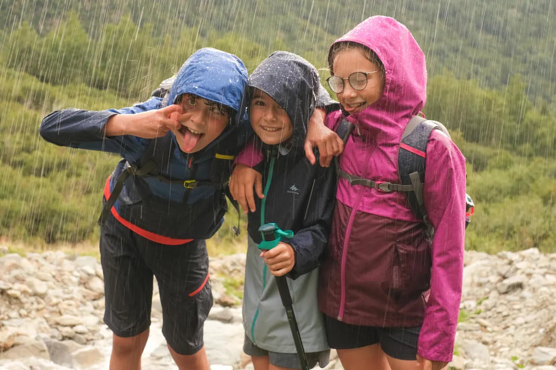 Veste imperméable de randonnée - MH500 violette - enfant 7-15 ans