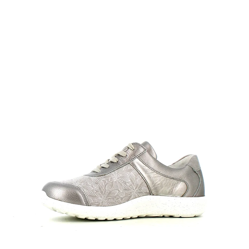 Waldlaufer Ira Laced Zip Trainer Taupe Metal