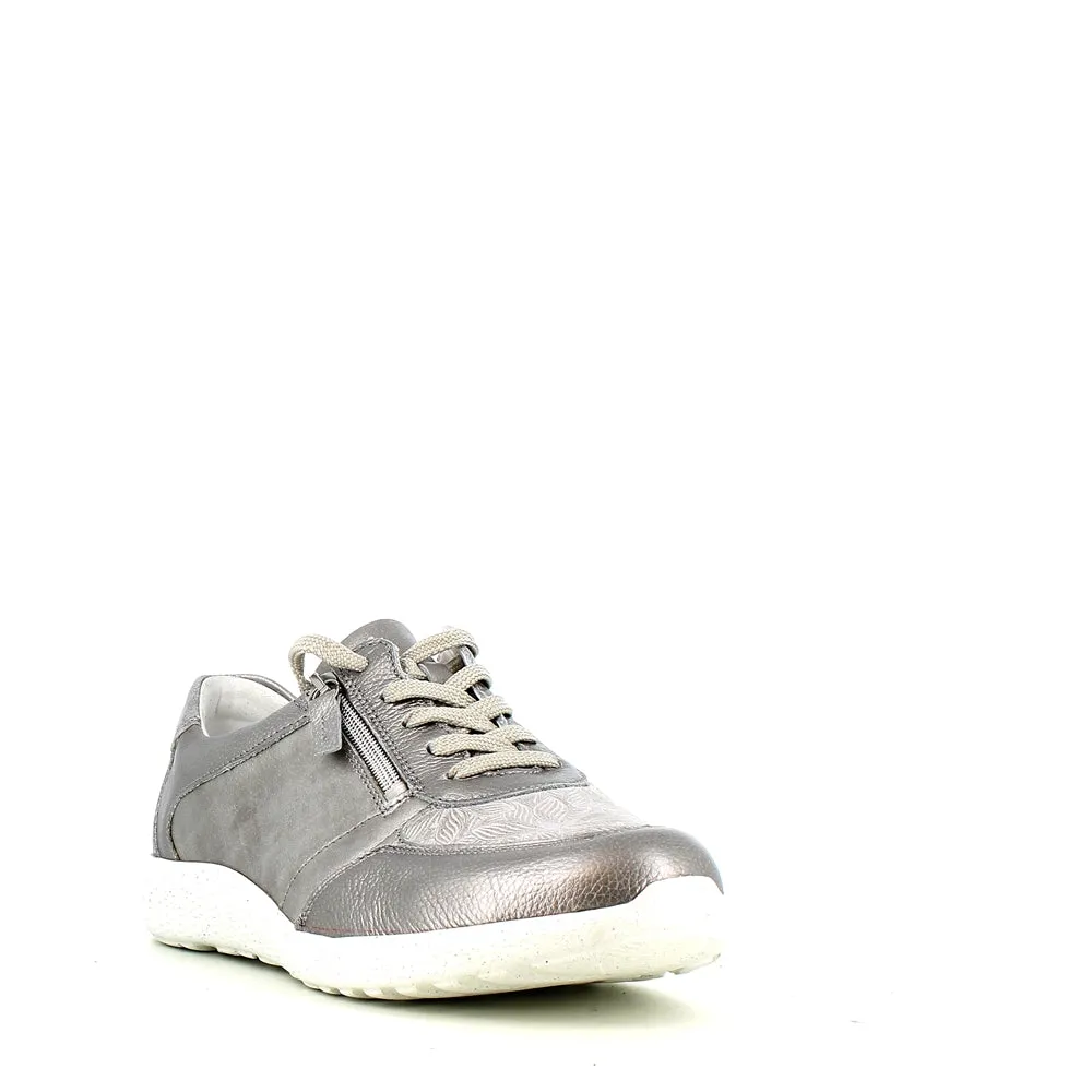 Waldlaufer Ira Laced Zip Trainer Taupe Metal