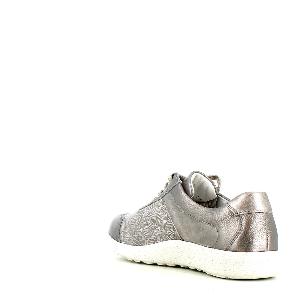 Waldlaufer Ira Laced Zip Trainer Taupe Metal