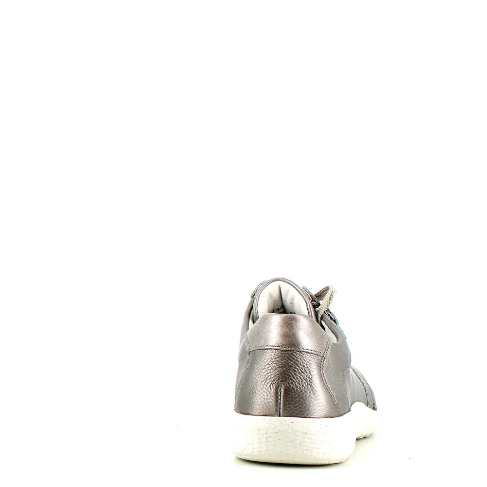 Waldlaufer Ira Laced Zip Trainer Taupe Metal