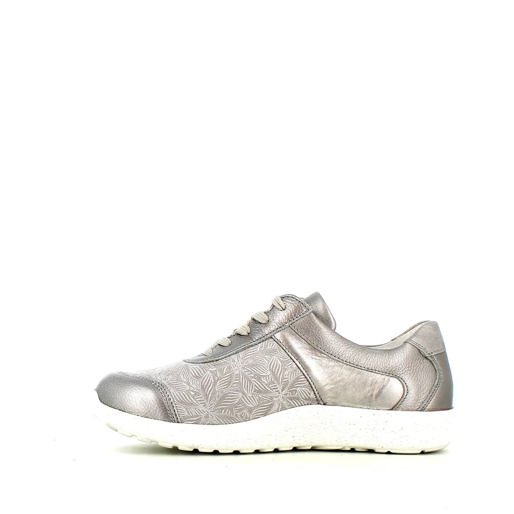 Waldlaufer Ira Laced Zip Trainer Taupe Metal