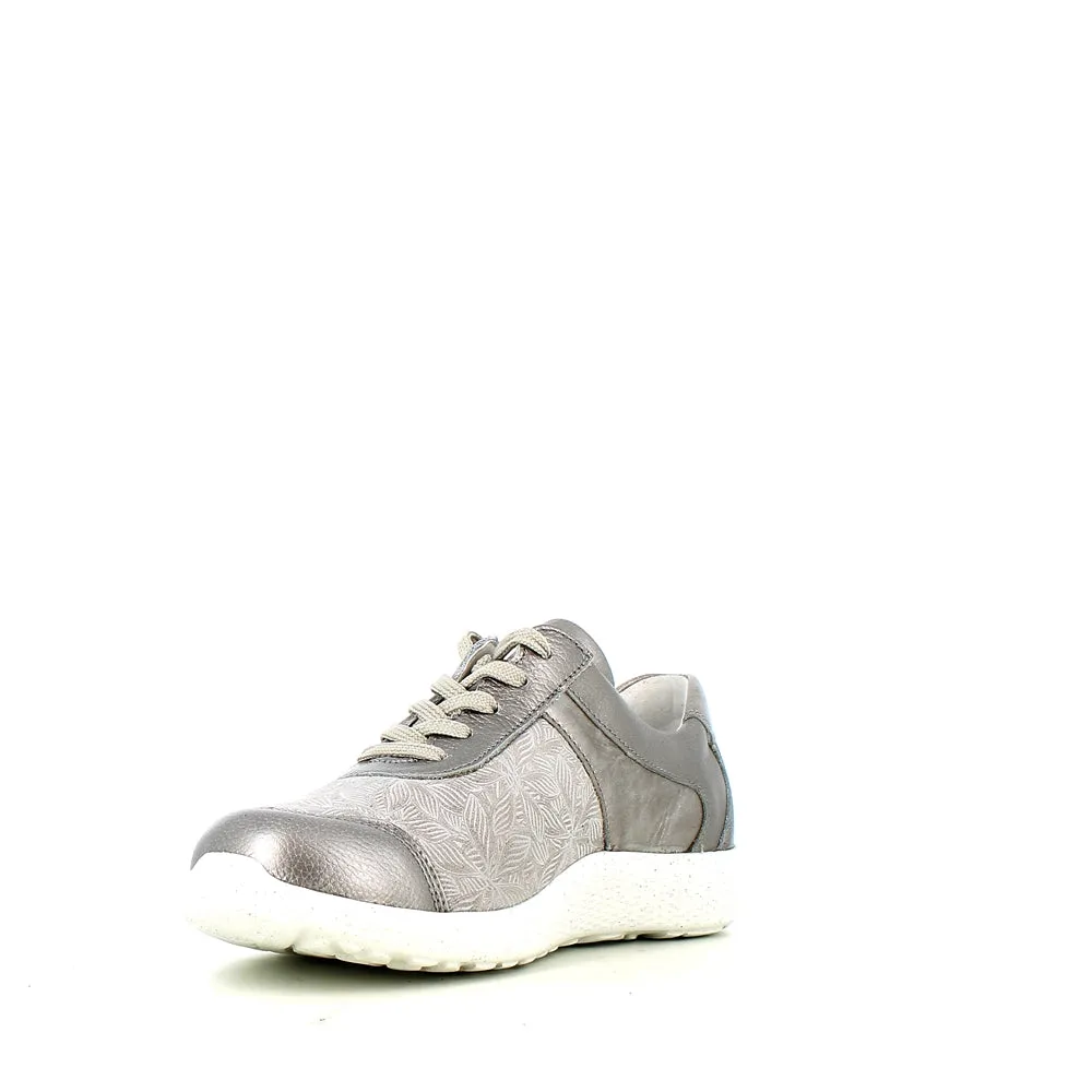 Waldlaufer Ira Laced Zip Trainer Taupe Metal