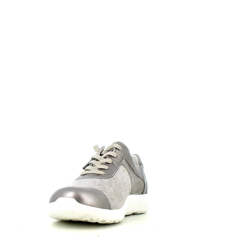 Waldlaufer Ira Laced Zip Trainer Taupe Metal