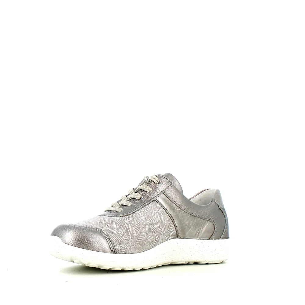 Waldlaufer Ira Laced Zip Trainer Taupe Metal