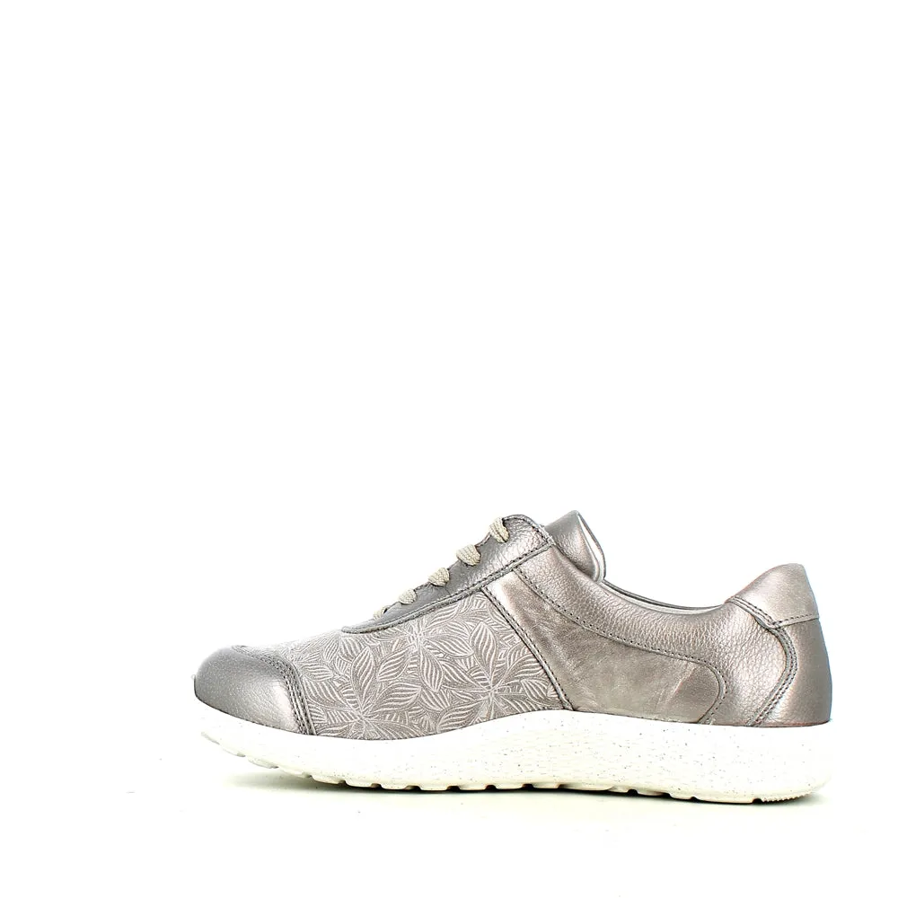 Waldlaufer Ira Laced Zip Trainer Taupe Metal