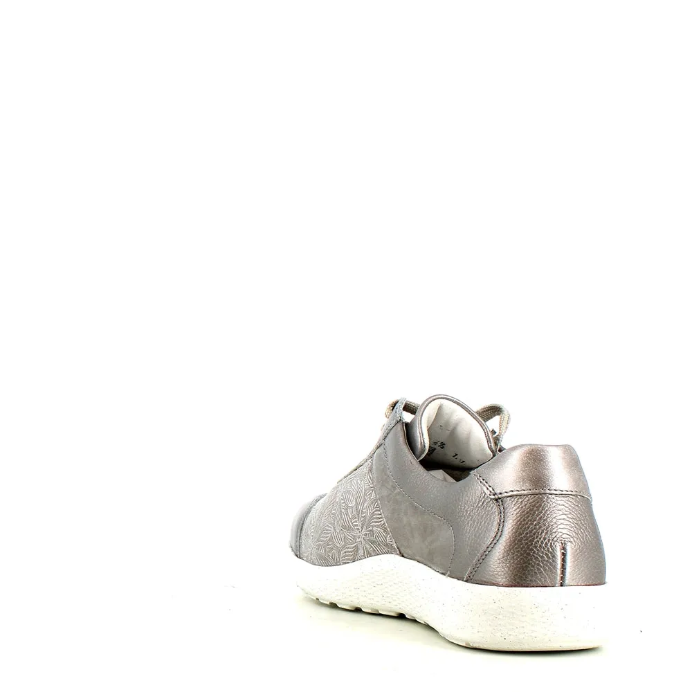 Waldlaufer Ira Laced Zip Trainer Taupe Metal