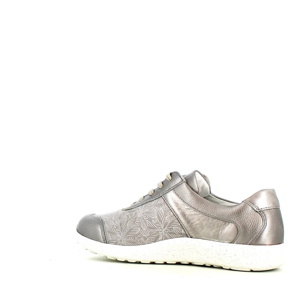 Waldlaufer Ira Laced Zip Trainer Taupe Metal