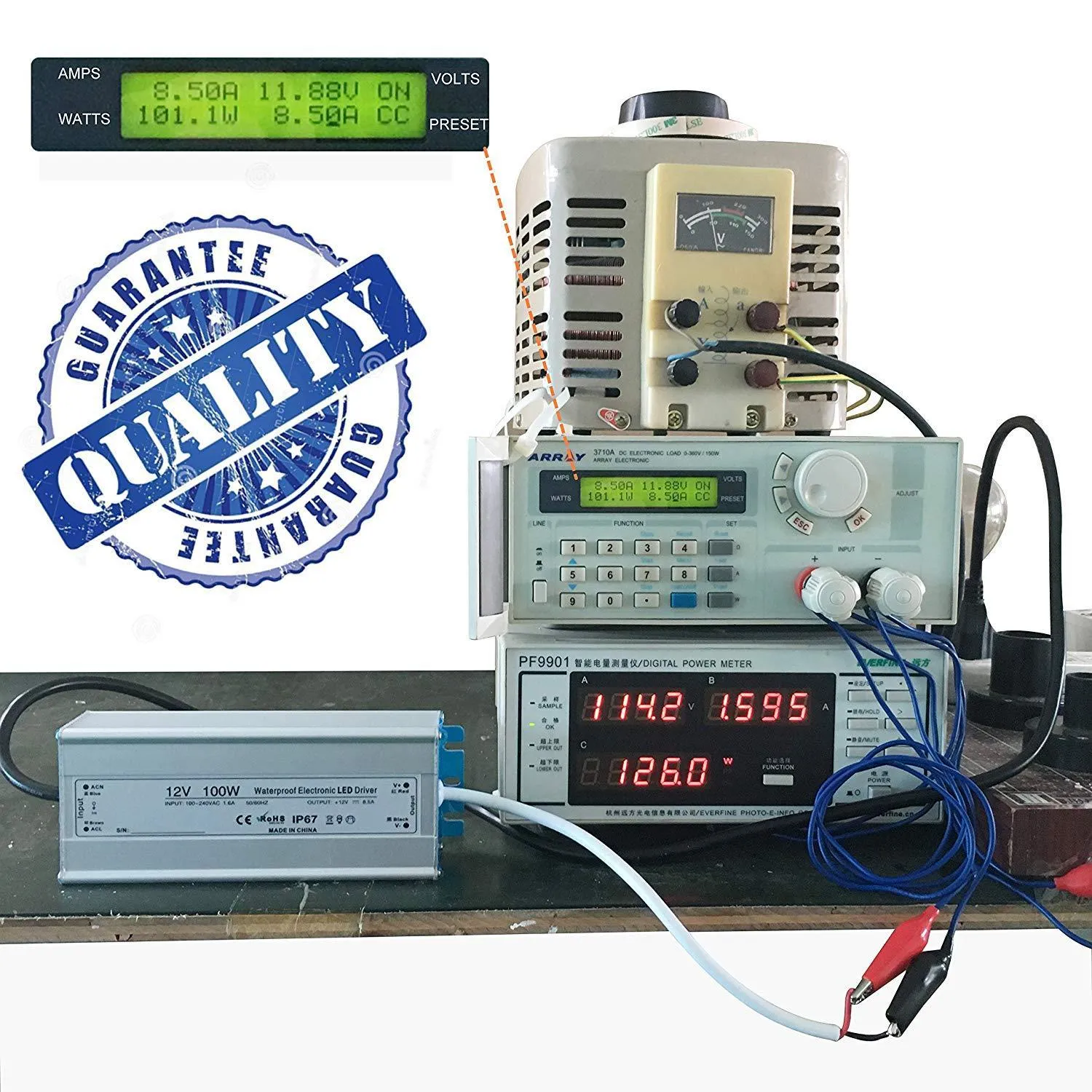 Waterproof IP67 LED Power Supply Outdoor Use 110VAC to 12VDC 30W 60W 100W w/ US 3.3FT 3-Prong Plug
