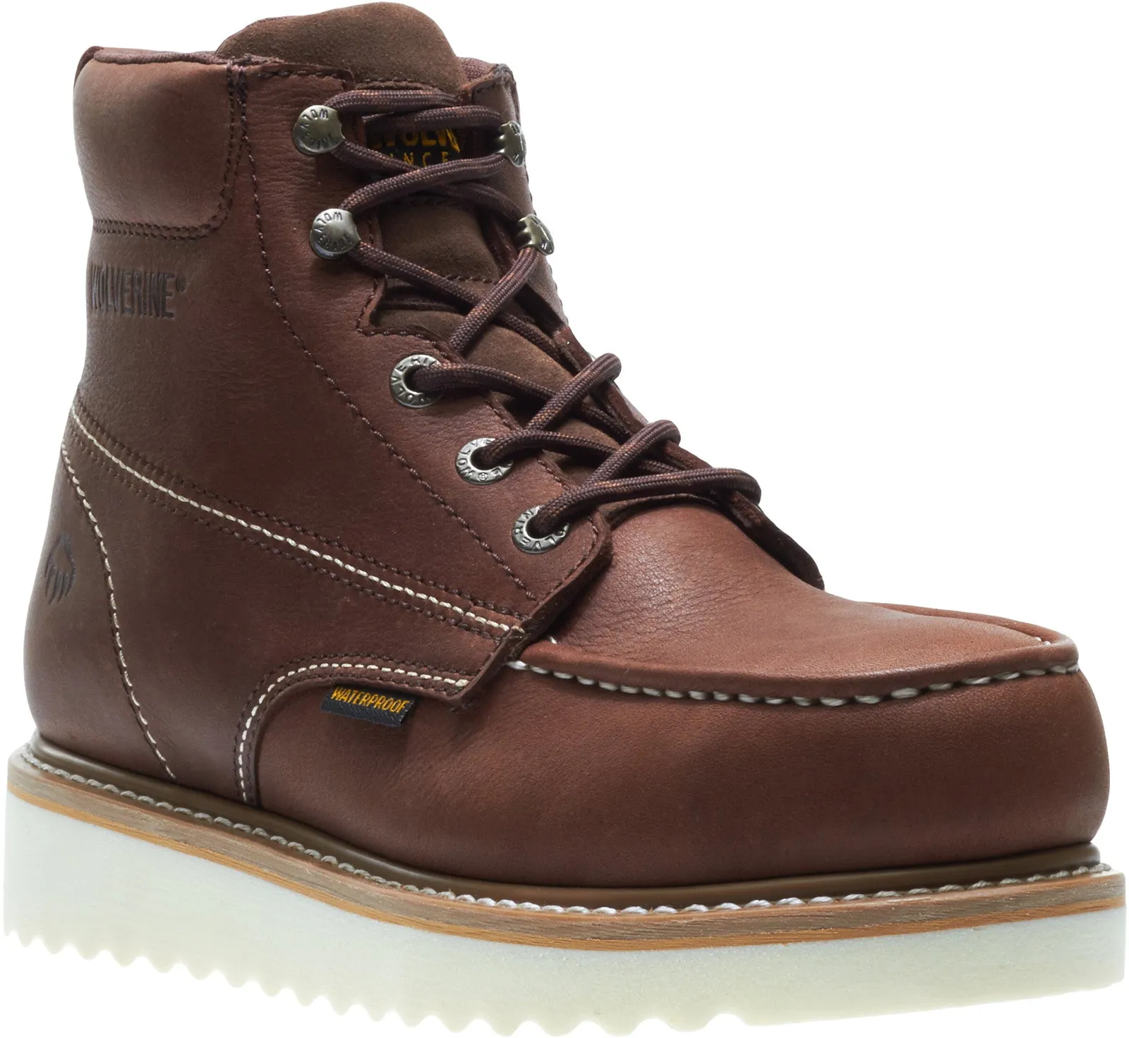 Wolverine Loader Waterproof 6" Wedge W10841 Mens Brown Wide Work Boots