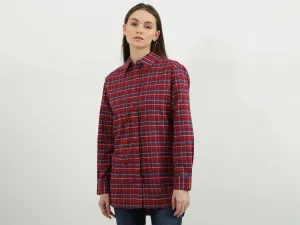 Women Check Spread Collar Shirt