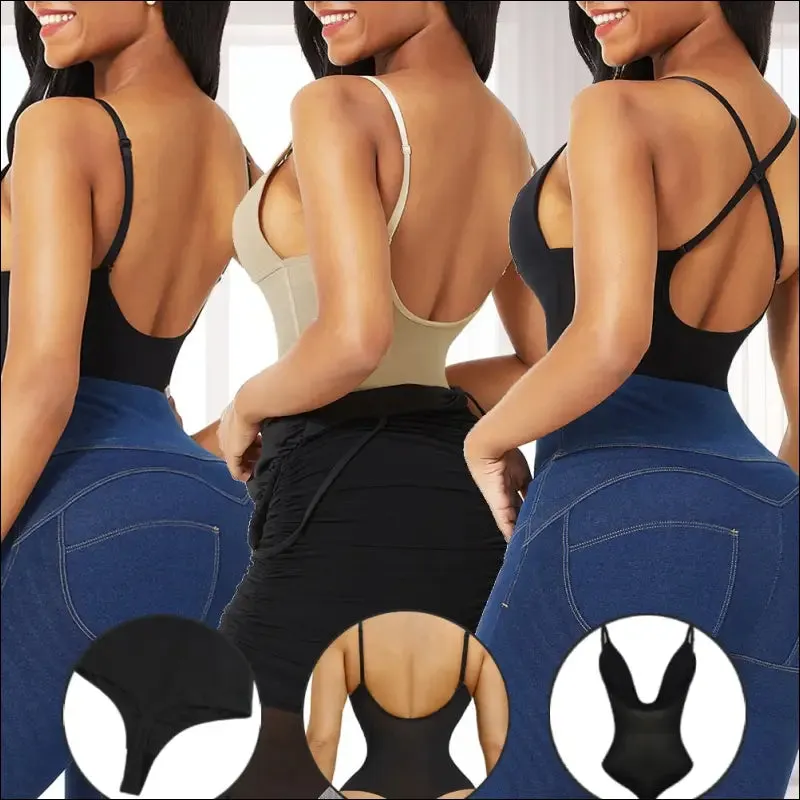 Women corset sexy deep v backless bodysuit waist trainer thong shapewear weeding seamless underwear