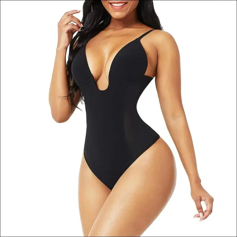 Women corset sexy deep v backless bodysuit waist trainer thong shapewear weeding seamless underwear
